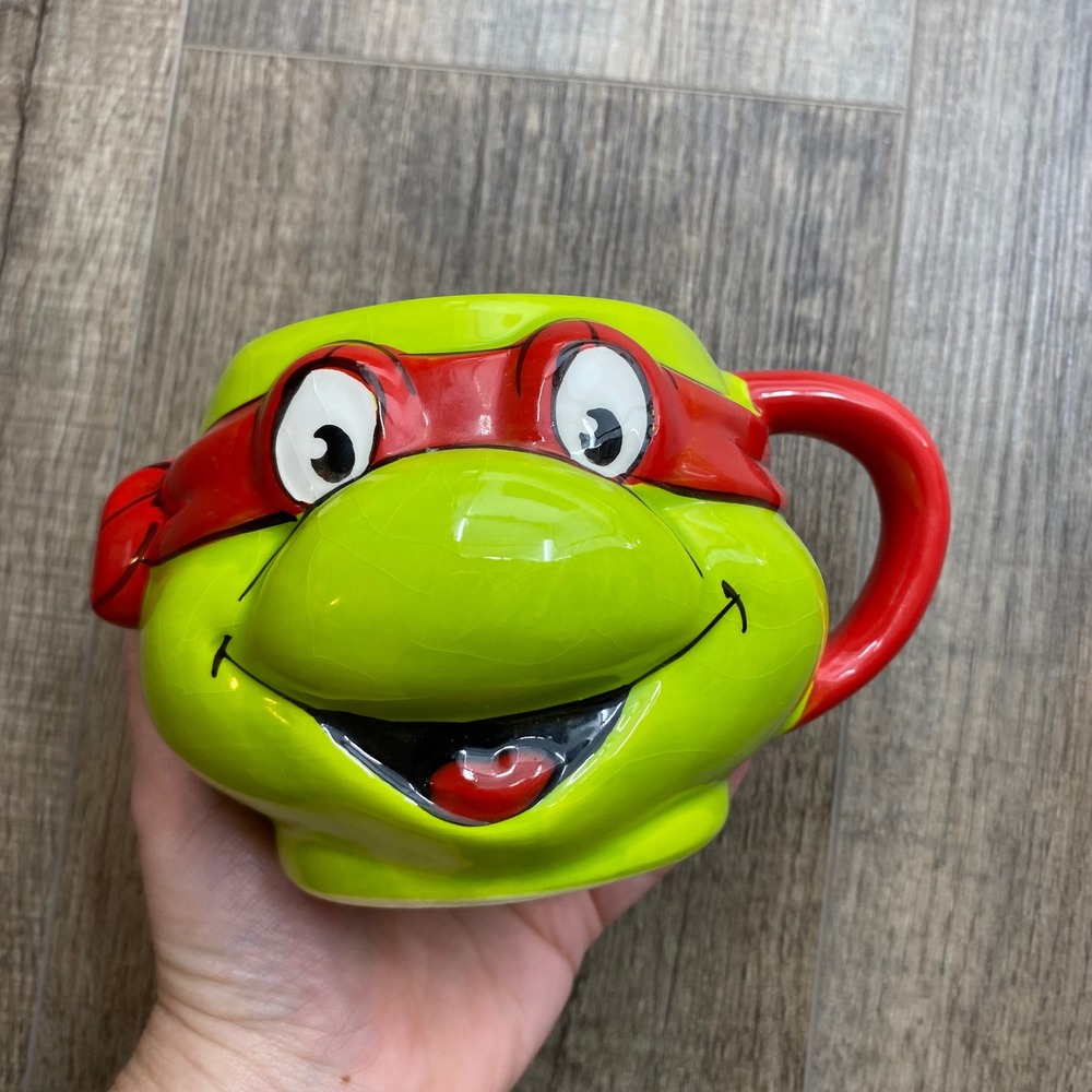 Nickelodeon TMNT Raphael Sculpted Ceramic Mug Green Red Mask 2024 Viacom